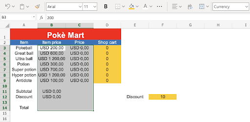 Excel案例:购物车样式设计