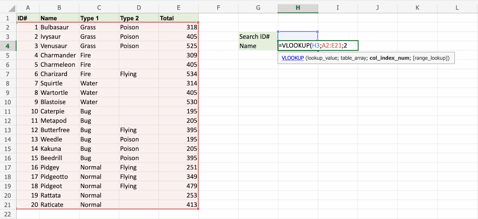 Excel VLOOKUP 函数