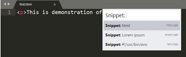 选择 Snippet:html